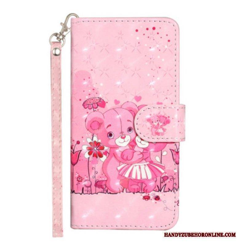 Flip Case Für iPhone 15 Plus Mit Kordel 3d-teddybären Mit Riemen