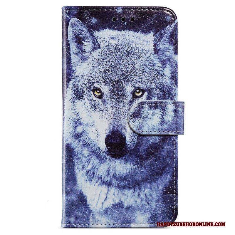 Flip Case Für iPhone 15 Plus Mit Kordel Schlüsselband Wölfe