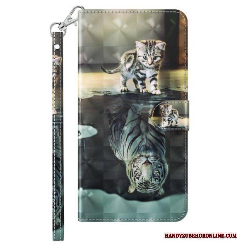 Flip Case Für iPhone 15 Pro Max Mit Kordel 3d-kätzchentraum Mit Riemen