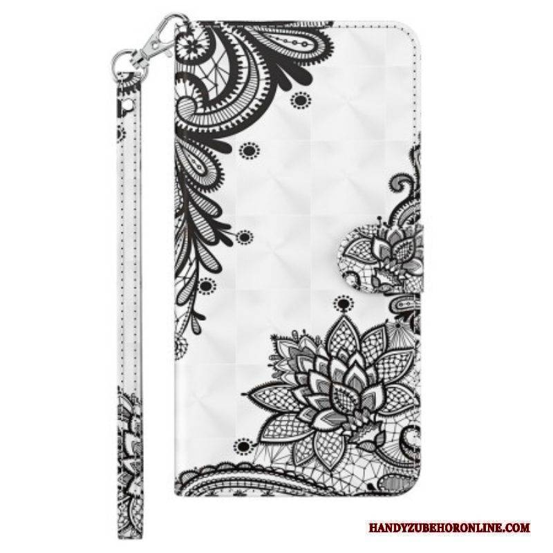 Flip Case Für iPhone 15 Pro Max Mit Kordel 3d-spitze Mit Riemen