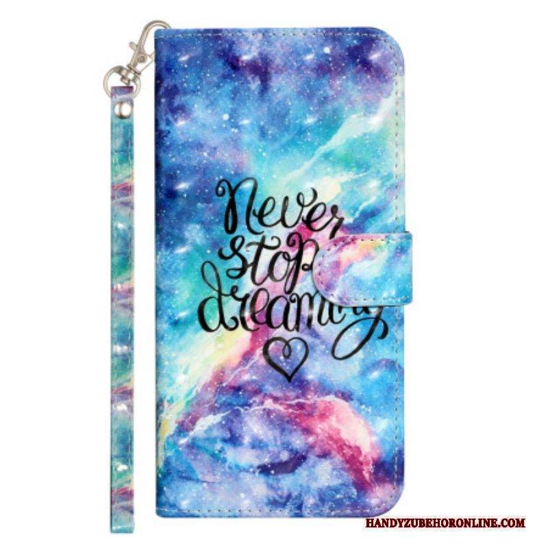 Flip Case Für iPhone 15 Pro Mit Kordel Never Stop Dreaming 3d-armband