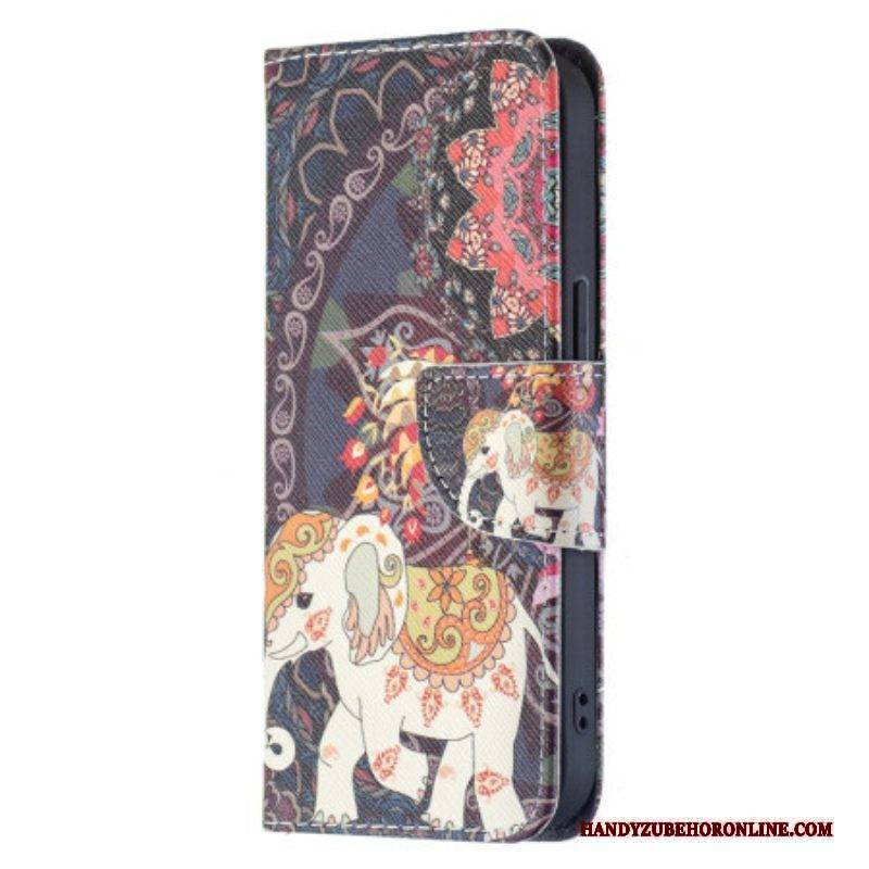Flip Case Für iPhone 15 Stammeselefant