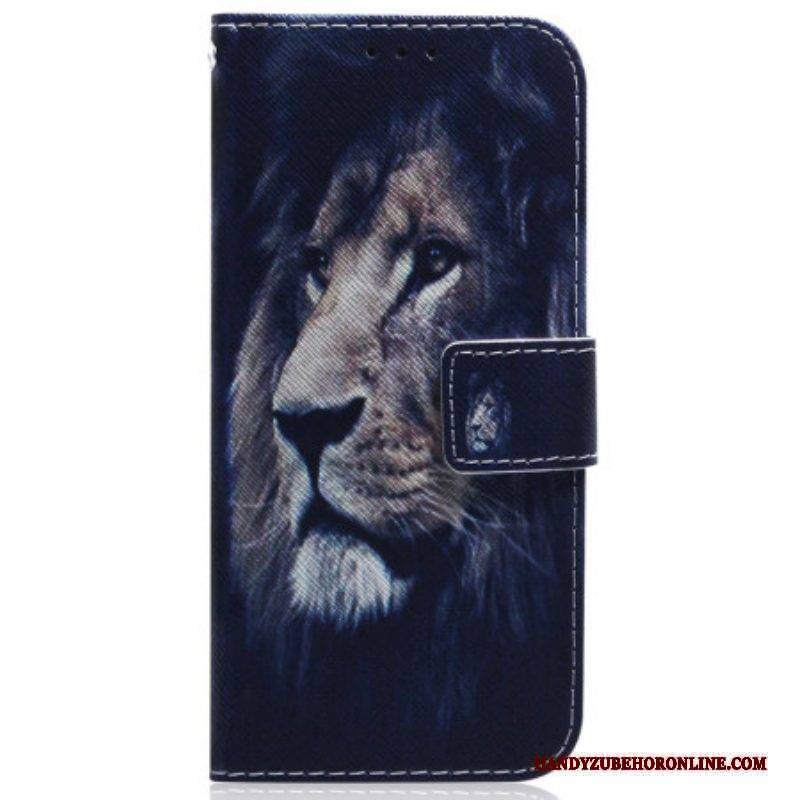 Flip Case Für iPhone 15 Träumender Löwe