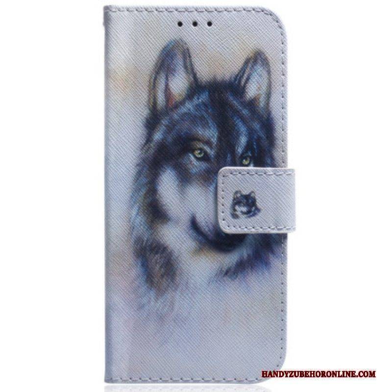 Flip Case Für iPhone 15 Wolf-aquarell