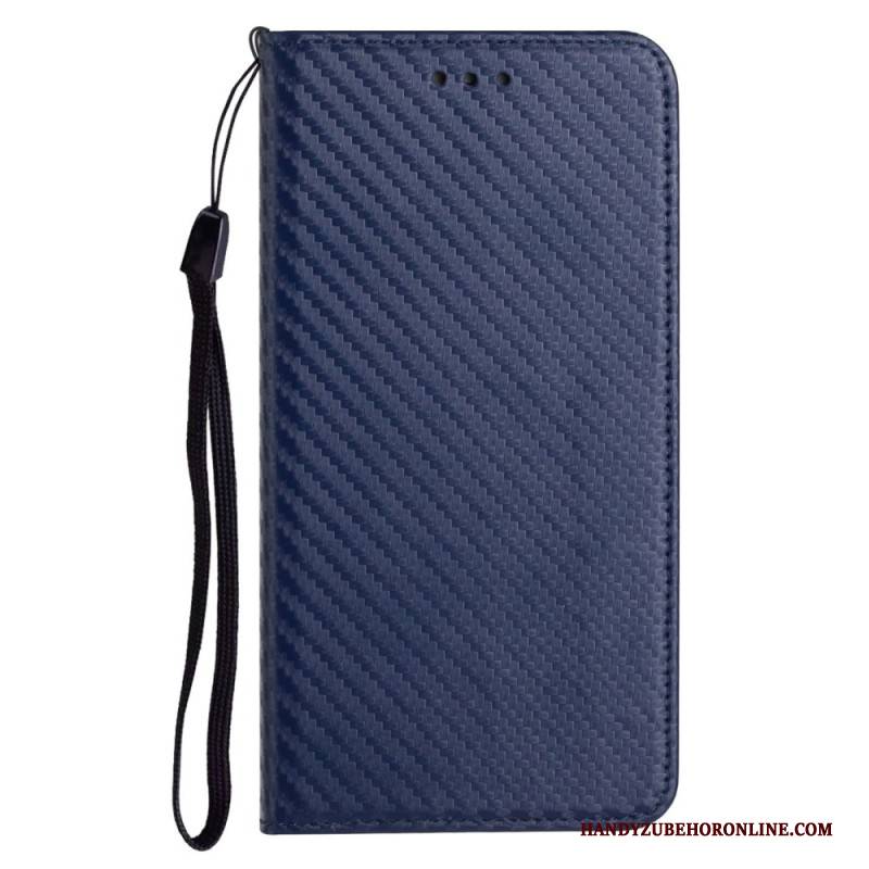 Flip Case Samsung Galaxy S25 Ultra 5g Handyhülle Carbonfaser Mit Riemen