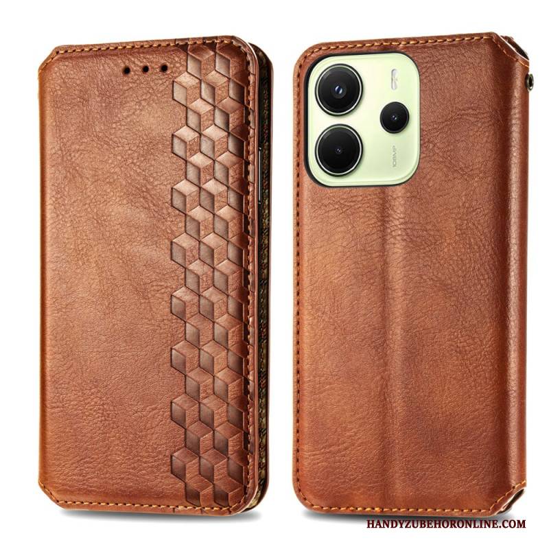 Flip Case Xiaomi Redmi Note 14 4g Vintage-lederoptik Mit Rautenmuster