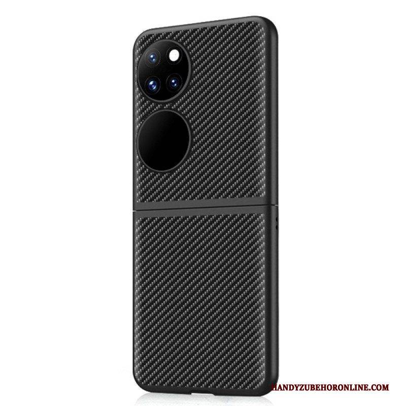 Handyhülle Für Huawei P50 Pocket Echtes Leder Und Kohlefaser