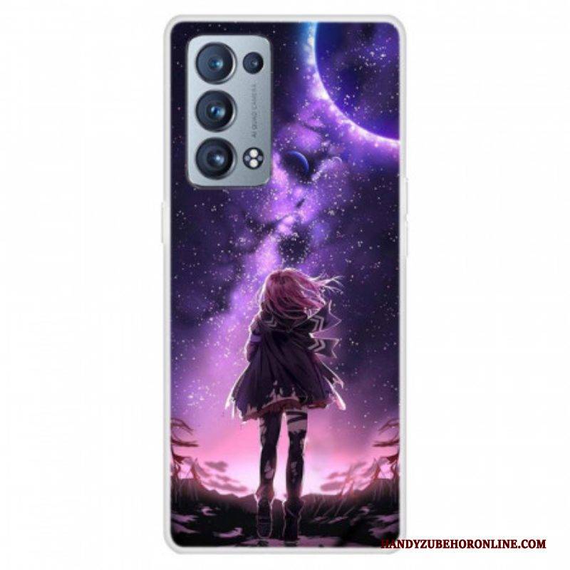Handyhülle Für Oppo Reno 6 Pro 5G Violetter Mond