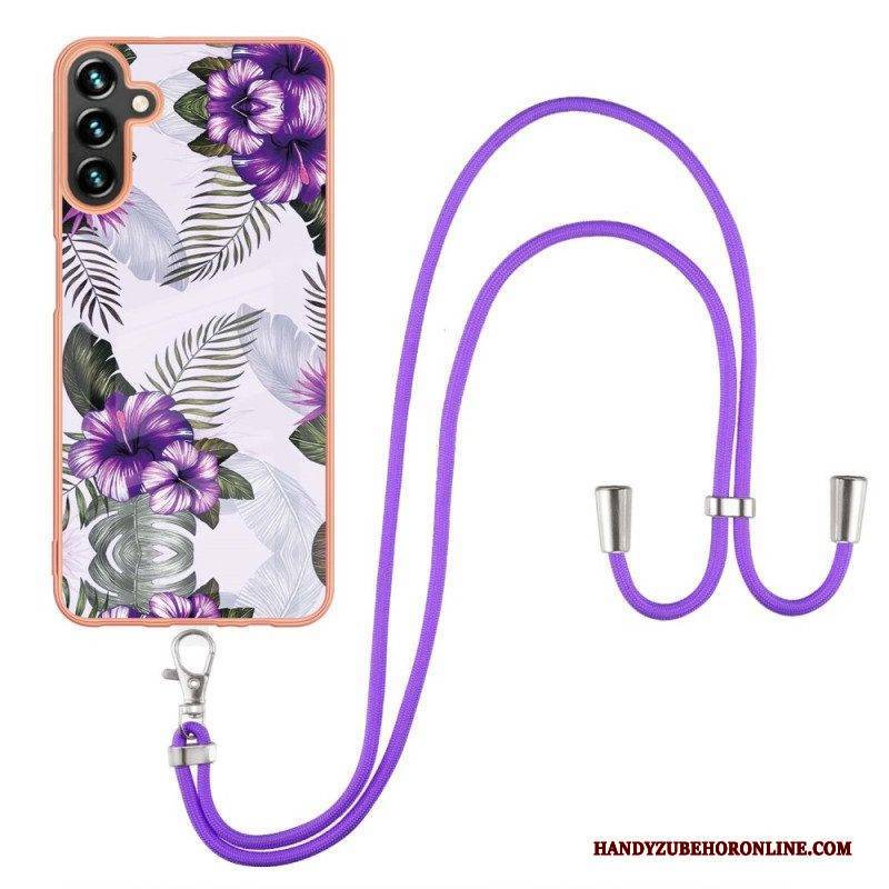 Handyhülle Für Samsung Galaxy A13 5G / A04s Mit Kordel Mit Blumenkordel