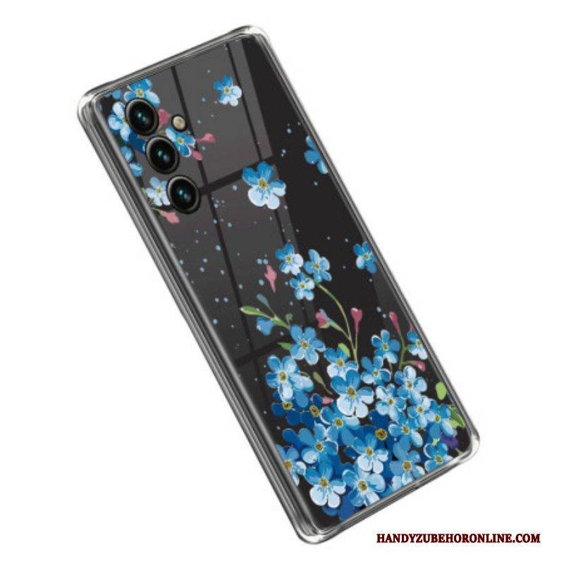 Handyhülle Für Samsung Galaxy A14 / A14 5G Nahtlose Blaue Blumen