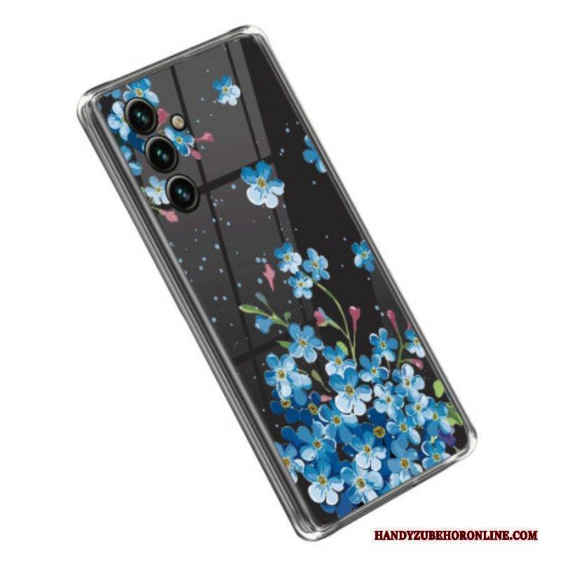Handyhülle Für Samsung Galaxy A14 / A14 5G Nahtlose Blaue Blumen