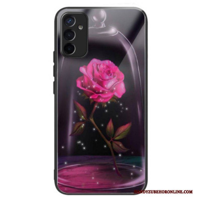 Handyhülle Für Samsung Galaxy M13 Funkelndes Rosa Gehärtetes Glas