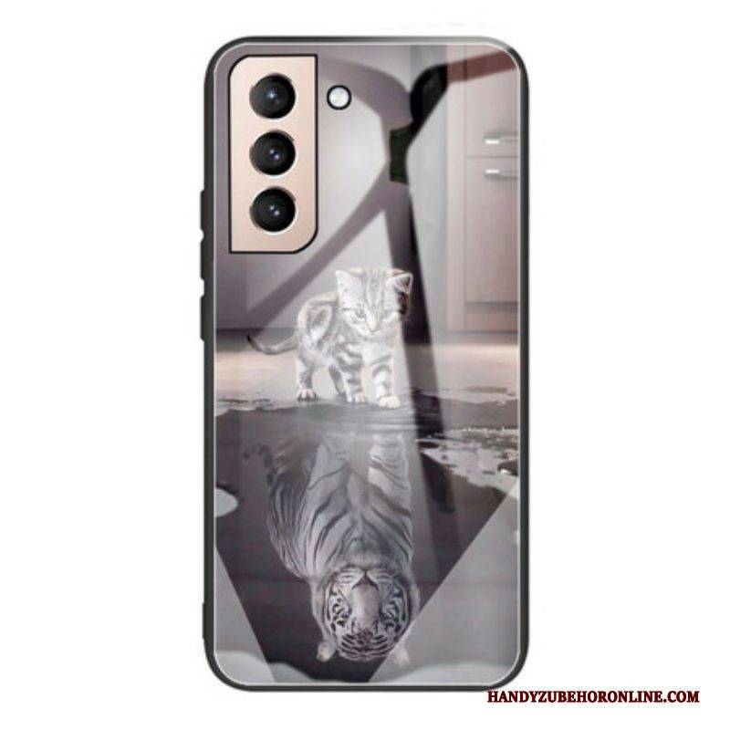 Handyhülle Für Samsung Galaxy S21 FE Ernest Der Tiger Aus Gehärtetem Glas