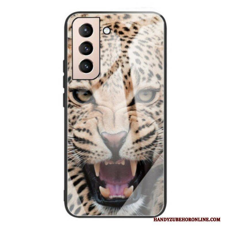 Handyhülle Für Samsung Galaxy S21 FE Gehärtetes Leopardenglas