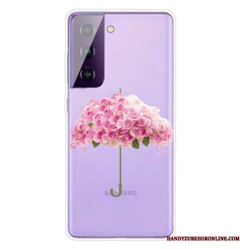 Handyhülle Für Samsung Galaxy S21 FE Regenschirm In Rosen