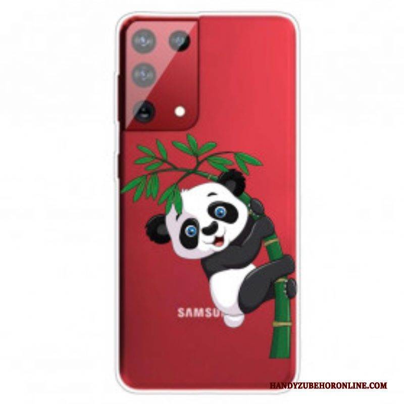 Handyhülle Für Samsung Galaxy S21 Ultra 5G Panda Auf Bambus