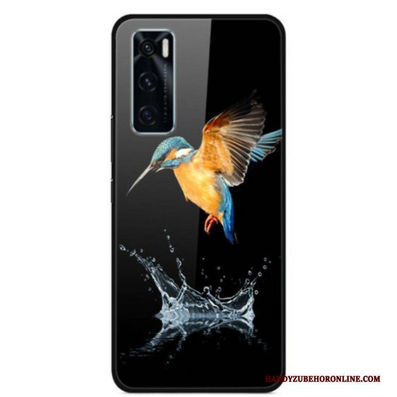Handyhülle Für Vivo Y70 Kronenvogel Aus Gehärtetem Glas