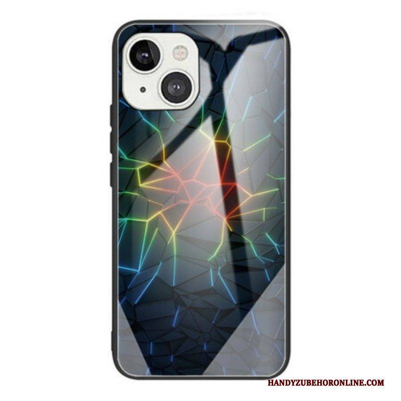 Handyhülle Für iPhone 13 Mini Geometrie Aus Gehärtetem Glas
