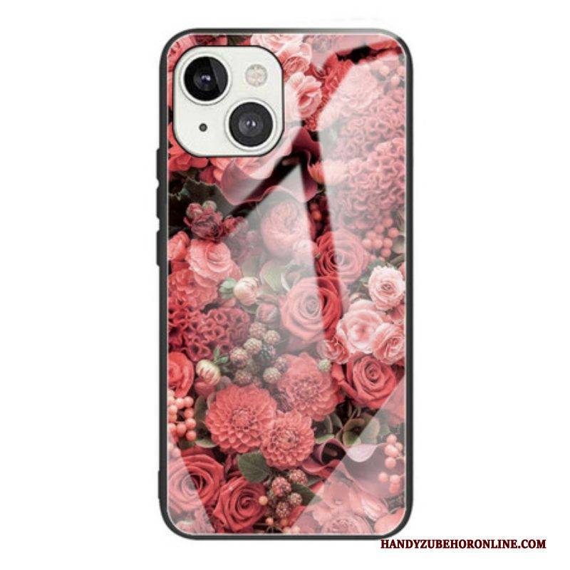 Handyhülle Für iPhone 13 Mini Rosenblüten Aus Gehärtetem Glas
