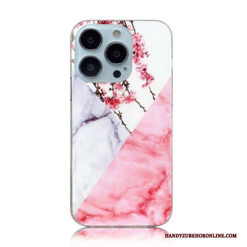 Handyhülle Für iPhone 13 Pro Max Marmorierte Pflaumenblüte