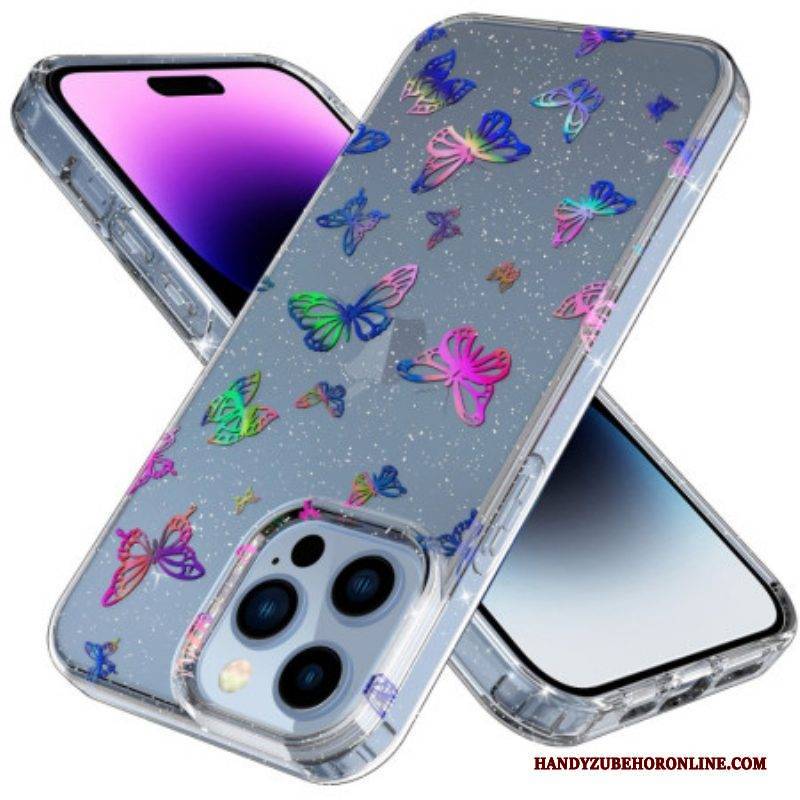 Handyhülle Für iPhone 14 Pro Max Nahtlose Schmetterlinge