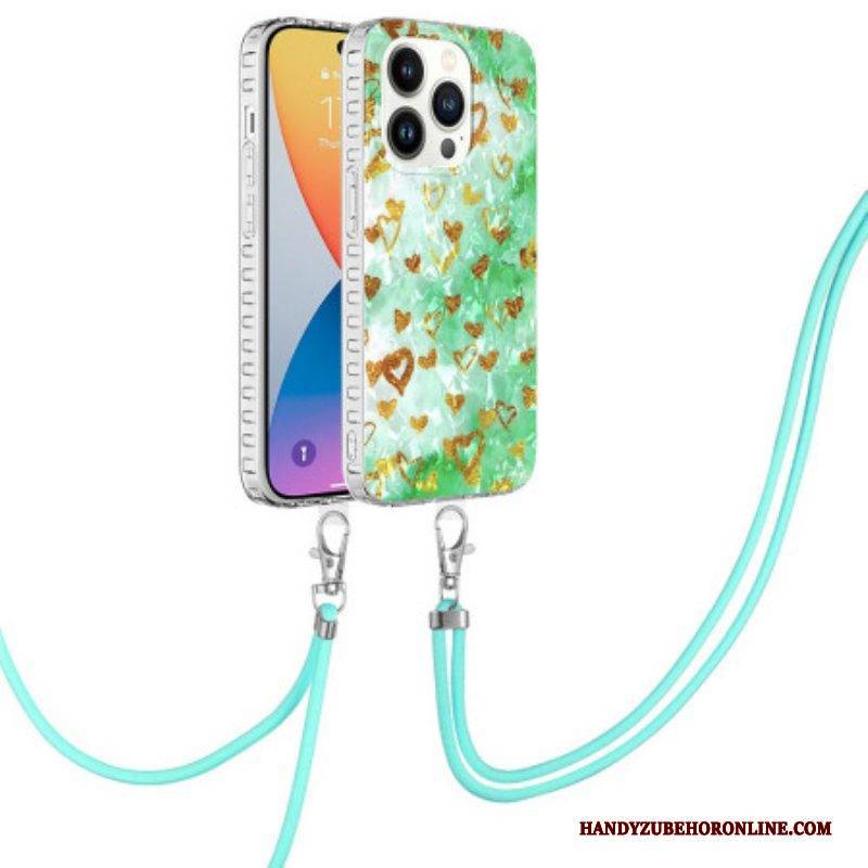 Handyhülle Für iPhone 14 Pro Mit Kordel Stilvoller Herz-kordelzug