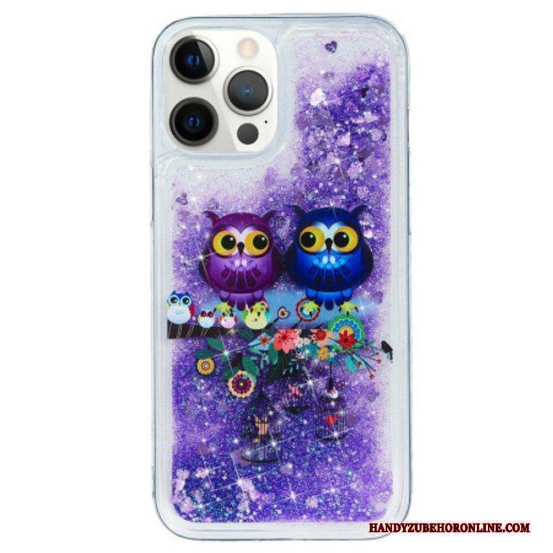 Handyhülle Für iPhone 15 Pro Max Glitzer-eulenpaar