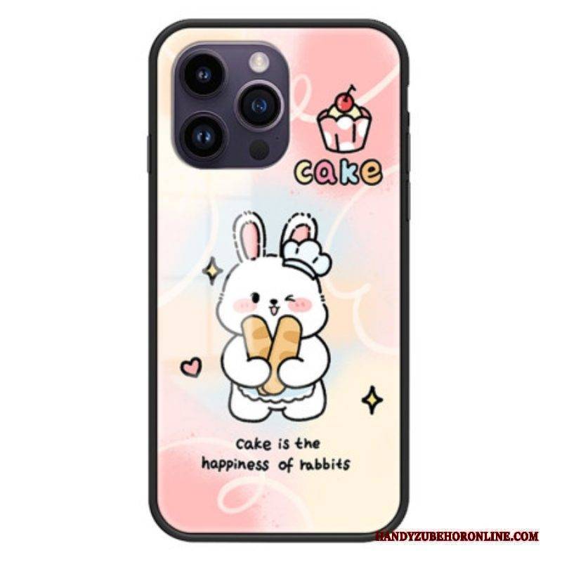 Handyhülle Für iPhone 15 Pro Max Happy Rabbit Gehärtetes Glas