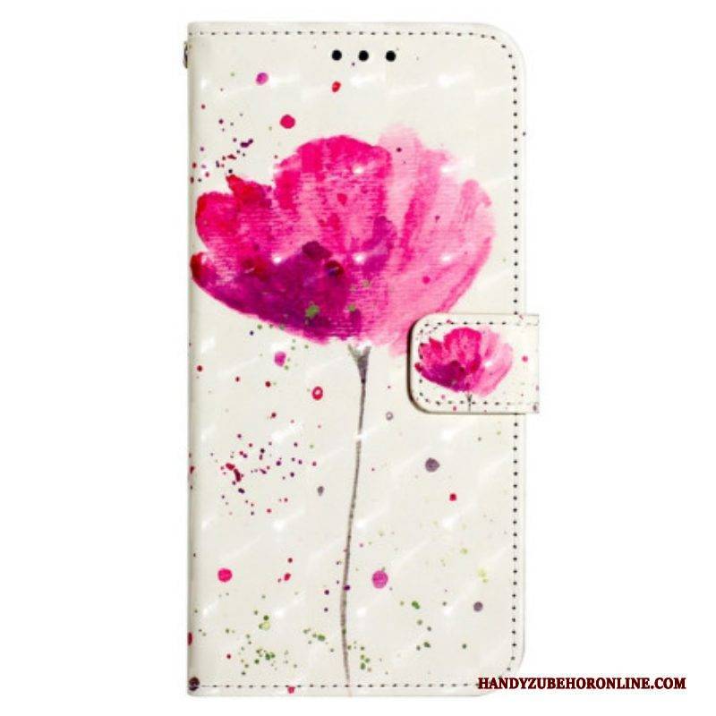 Hülle Flip Case Für Samsung Galaxy A13 Mit Kordel Riemen Mohn