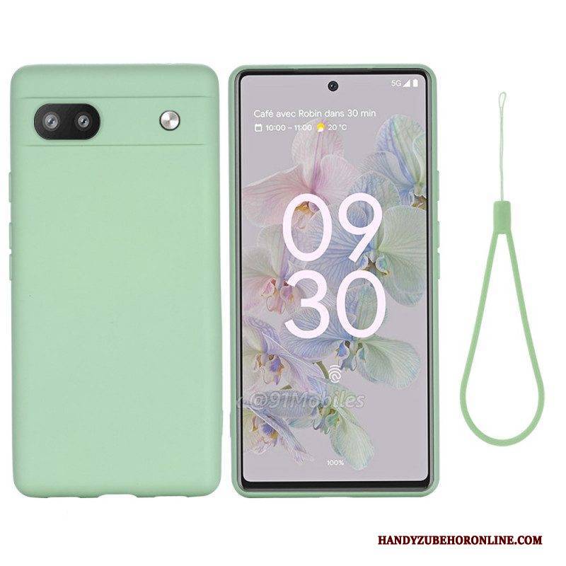 Hülle Für Google Pixel 6A Mit Kordel Riemchen Aus Flüssigem Silikon