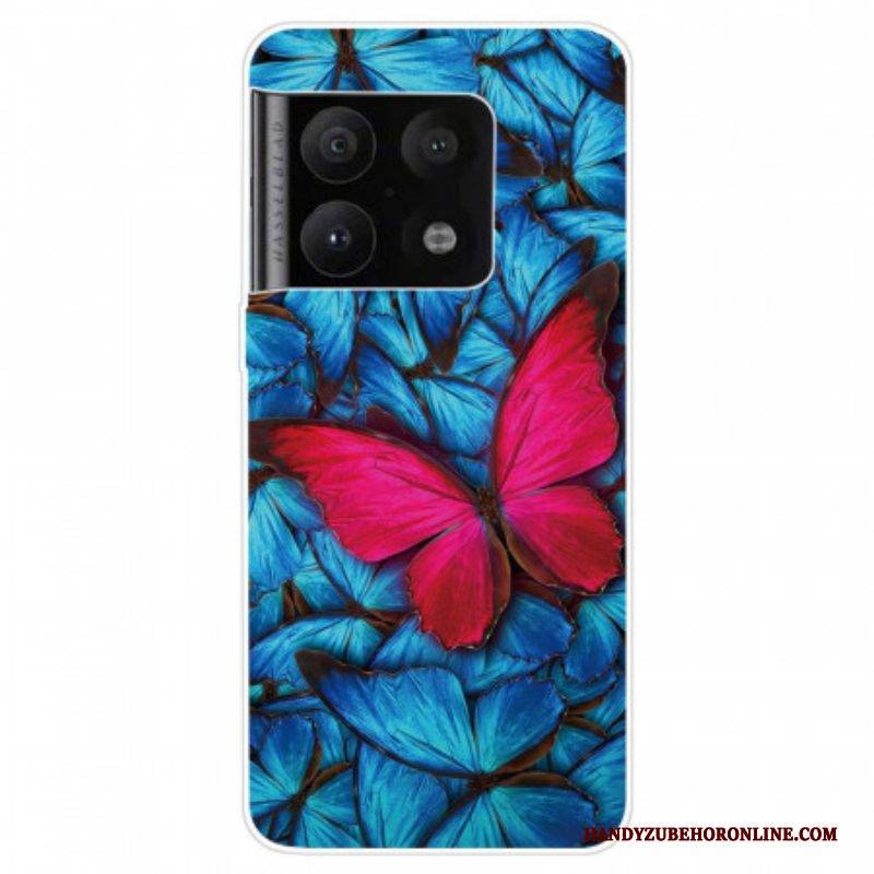 Hülle Für OnePlus 10 Pro 5G Fuchsiafarbener Schmetterlingsschlauch