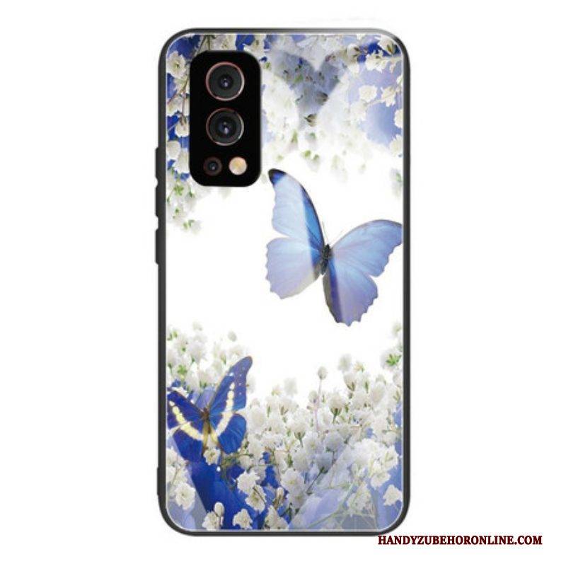 Hülle Für OnePlus Nord 2 5G Gehärtetes Glas Im Schmetterlings-design