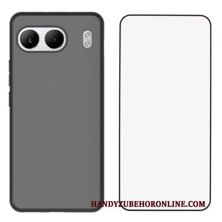 Hülle Für Oneplus Nord 4 Mattes Silikon Mit Displayschutzfolie Aus Gehärtetem Glas