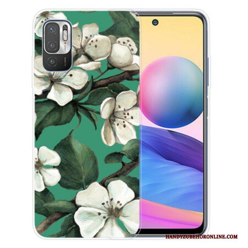 Hülle Für Poco M3 Pro 5G Bemalte Weiße Blumen