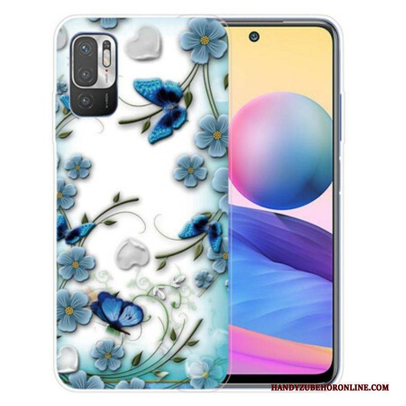 Hülle Für Poco M3 Pro 5G Retro-schmetterlinge Und Blumen