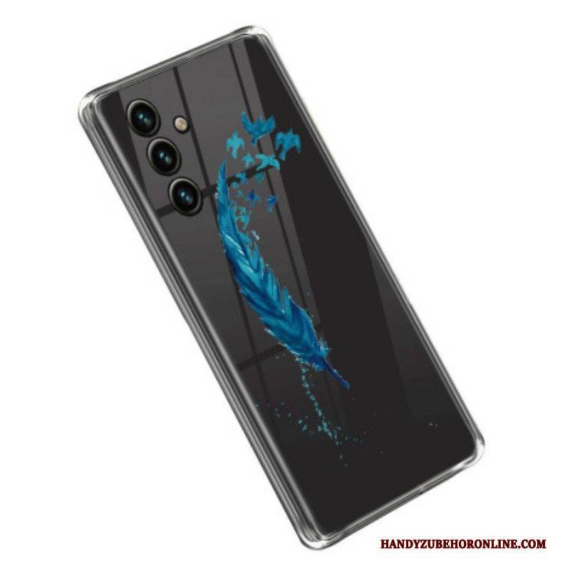 Hülle Für Samsung Galaxy A14 / A14 5G Transparente Blaue Feder
