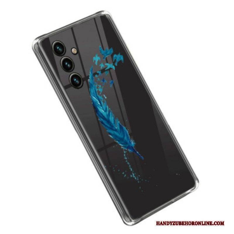 Hülle Für Samsung Galaxy A14 / A14 5G Transparente Blaue Feder