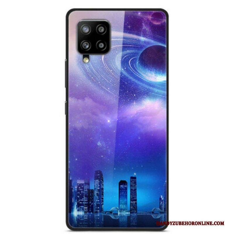 Hülle Für Samsung Galaxy A42 5G Stadt Aus Glas Und Silikon