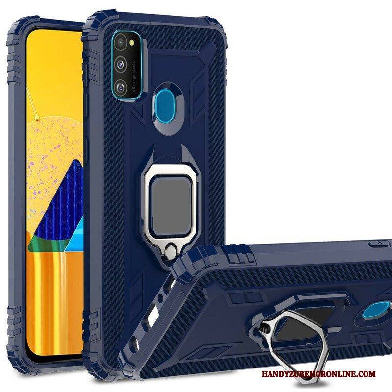Hülle Für Samsung Galaxy M21 Ring Und Kohlefaser