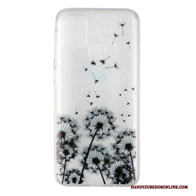 Hülle Für Samsung Galaxy M31 Nahtloser Schwarzer Löwenzahn