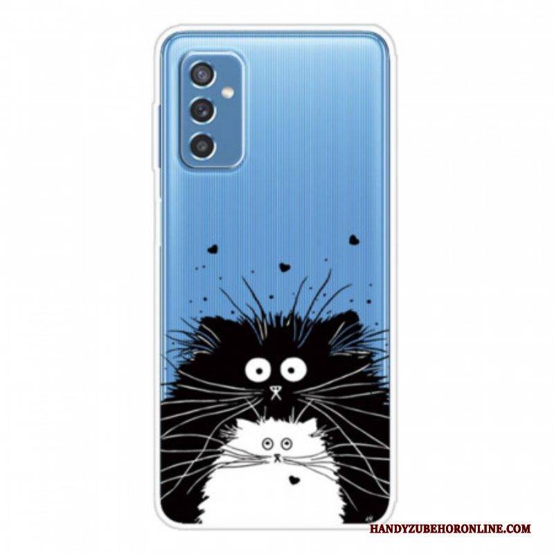 Hülle Für Samsung Galaxy M52 5G Schwarze Und Weiße Katzen
