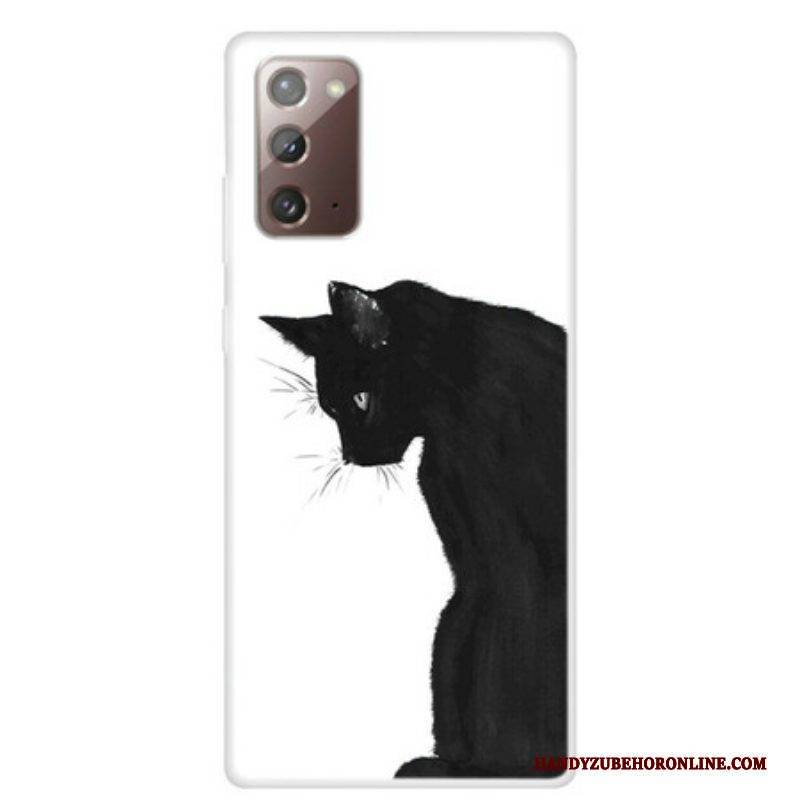 Hülle Für Samsung Galaxy Note 20 Nachdenkliche Schwarze Katze