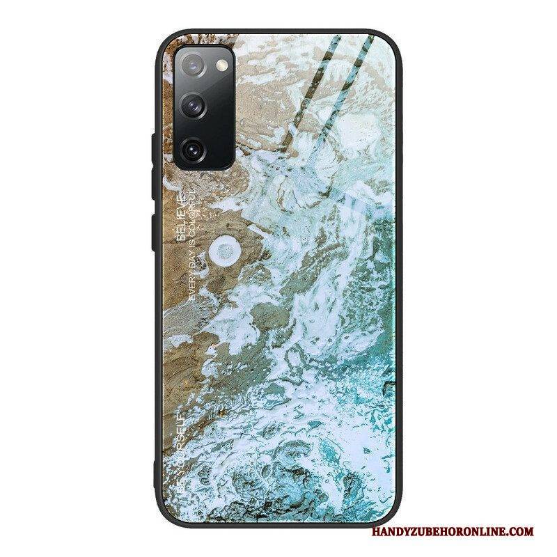 Hülle Für Samsung Galaxy S20 FE Marmorfarben Gehärtetes Glas