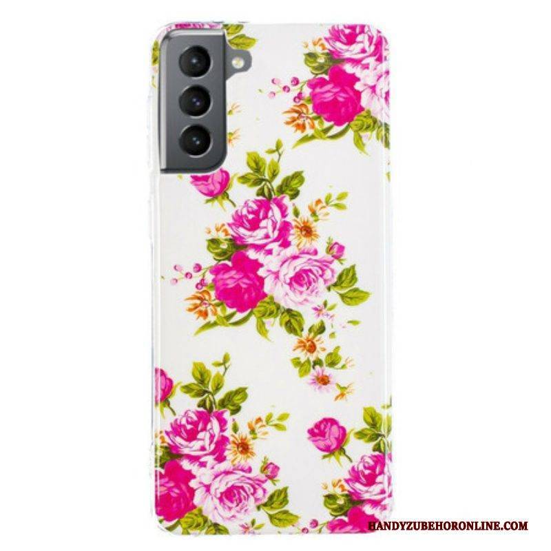 Hülle Für Samsung Galaxy S21 FE Fluoreszierende Freiheitsblumen
