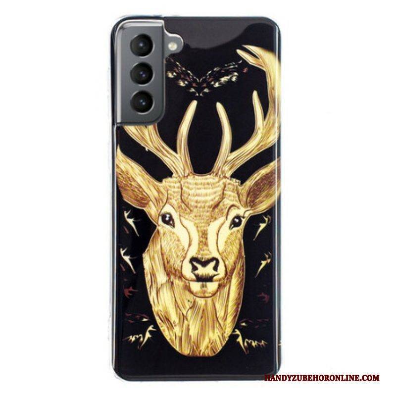 Hülle Für Samsung Galaxy S21 FE Fluoreszierender Majestätischer Hirsch