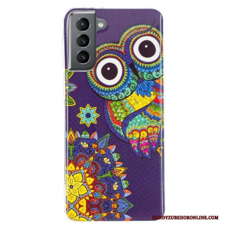 Hülle Für Samsung Galaxy S21 FE Fluoreszierendes Eulen-mandala
