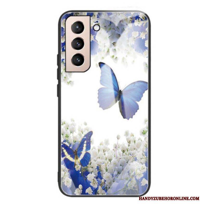 Hülle Für Samsung Galaxy S21 FE Gehärtetes Glas Im Schmetterlings-design