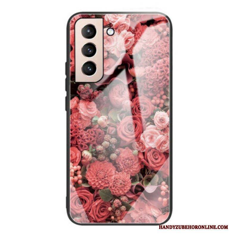 Hülle Für Samsung Galaxy S21 FE Rosenblüten Aus Gehärtetem Glas