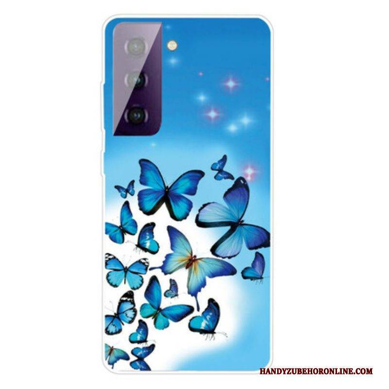 Hülle Für Samsung Galaxy S21 FE Schmetterlinge Schmetterlinge