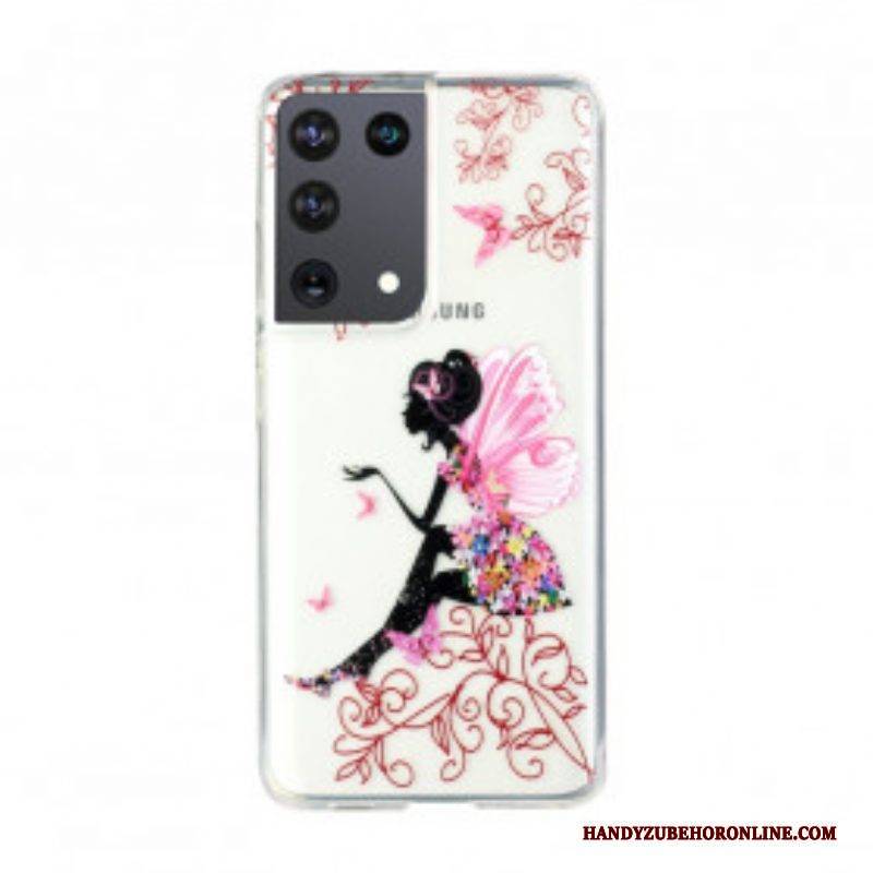 Hülle Für Samsung Galaxy S21 Ultra 5G Transparente Blumenfee